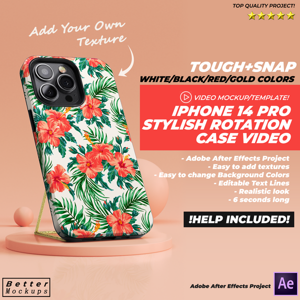 iPhone 14 Pro Tough Snap Case Stylish Video Mockup
