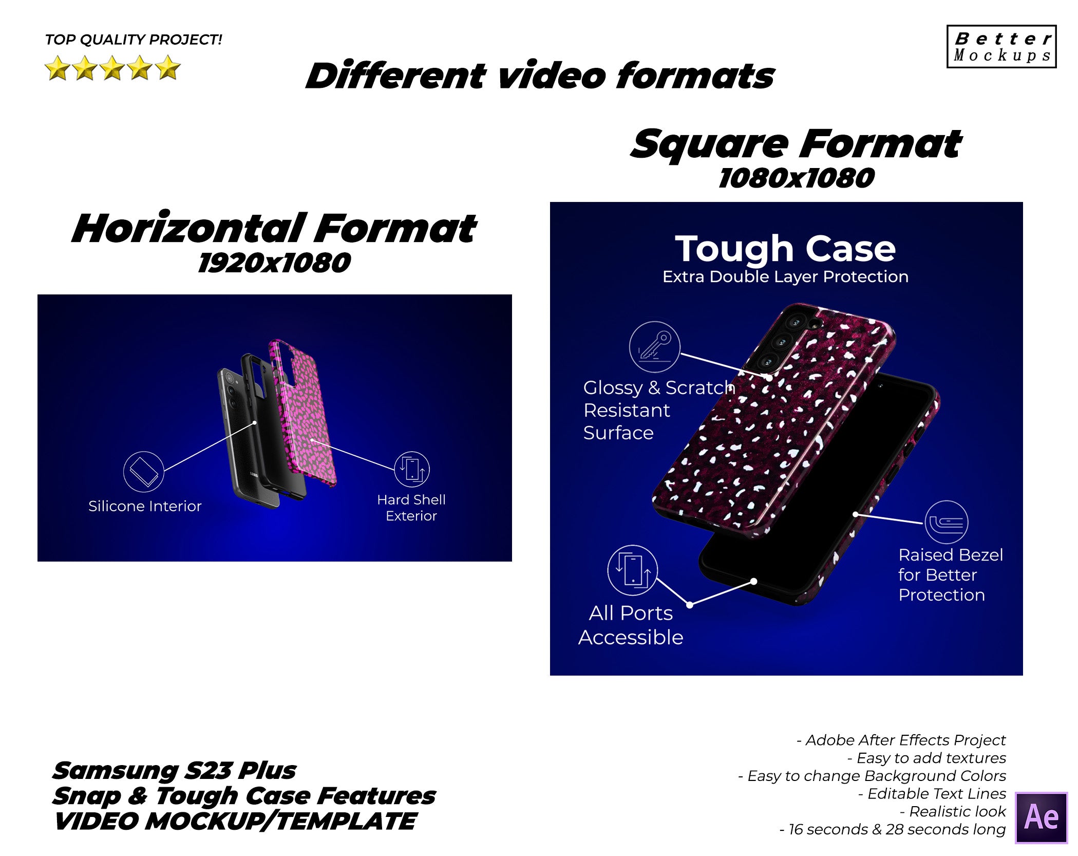 Samsung S23 Plus Tough Snap Case Features Video Mockup – Bettermockups