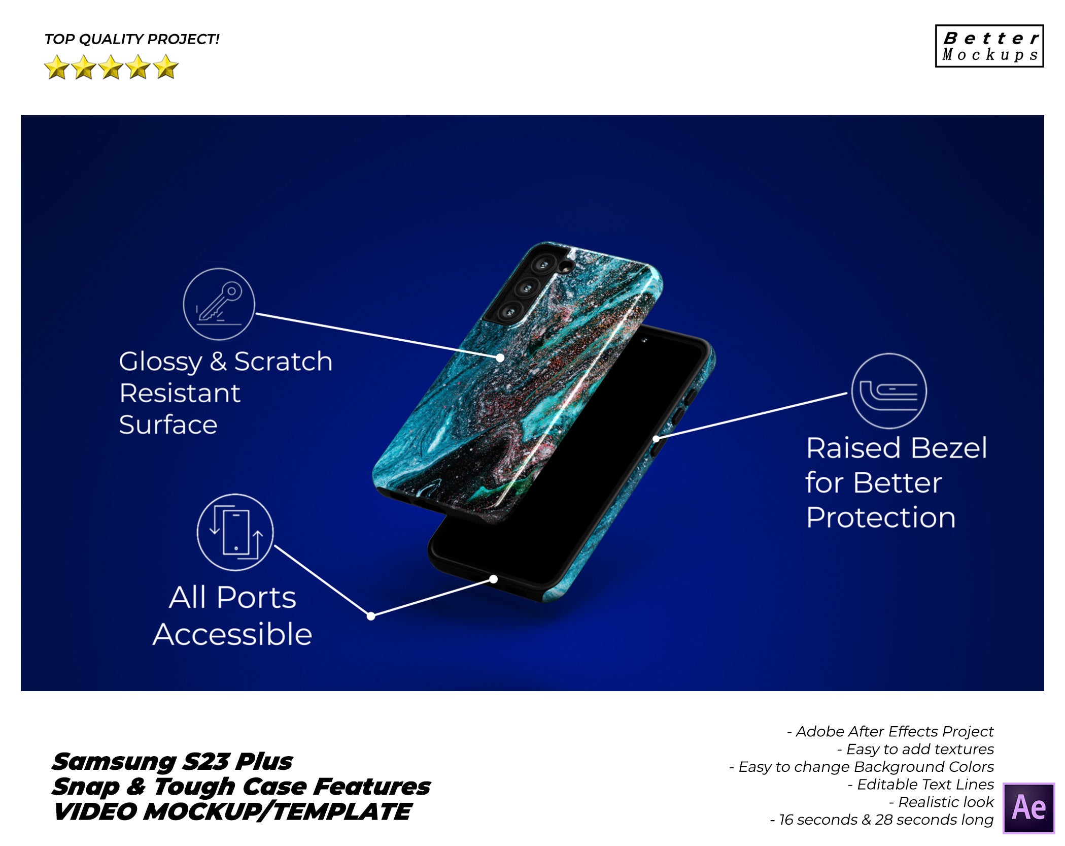 Samsung S23 Plus Tough Snap Case Features Video Mockup – Bettermockups