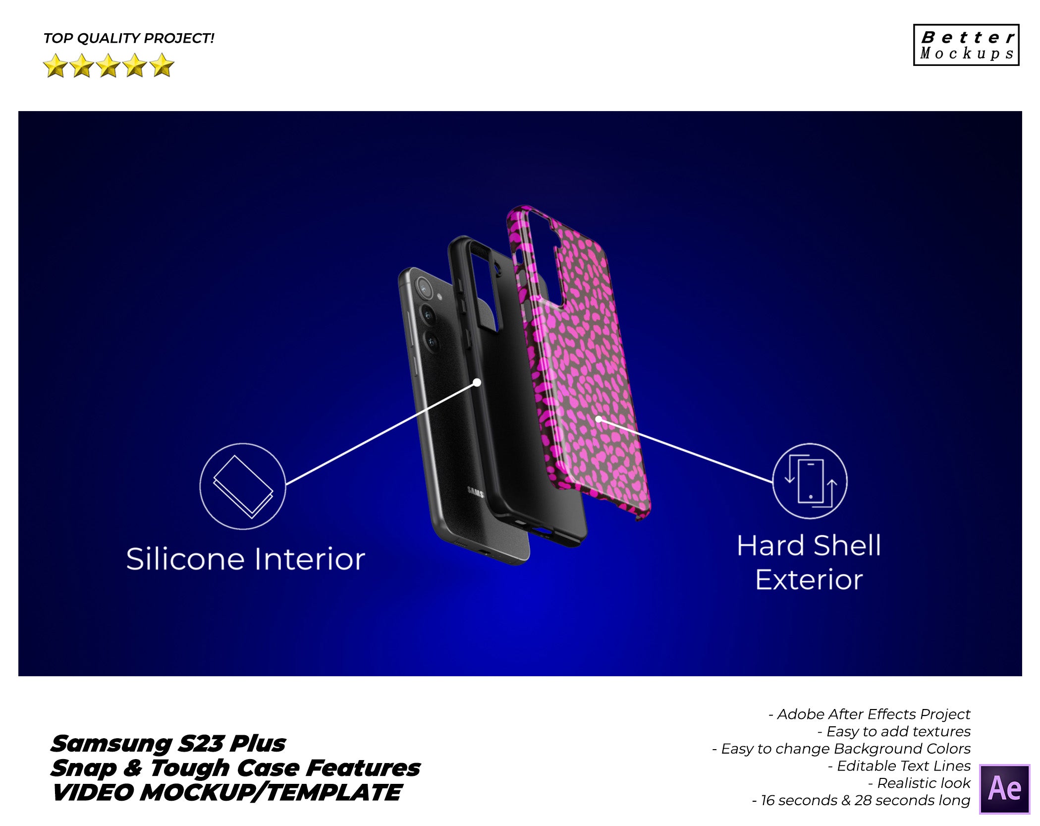 Samsung S23 Plus Tough Snap Case Features Video Mockup – Bettermockups