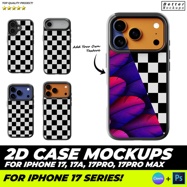 iPhone 17 Series 2D Cases Mockups: 2D Phone Case Mockup