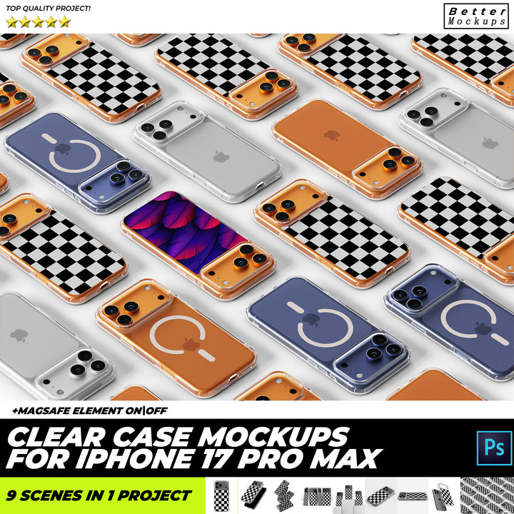 iPhone 17 Pro Max Clear MagSafe Case Mockup – Bettermockups iPhone 17 Pro Max Clear MagSafe Case Mockup – Bettermockups