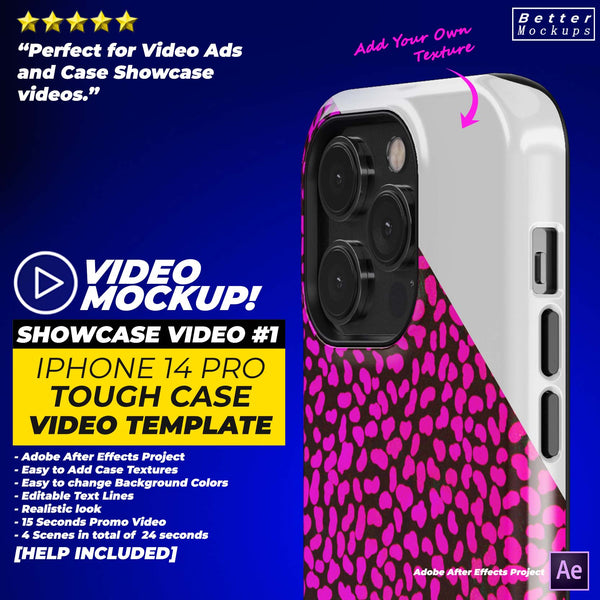 Video Mockup v1 for iPhone 14 Pro Tough Snap Case Showcase