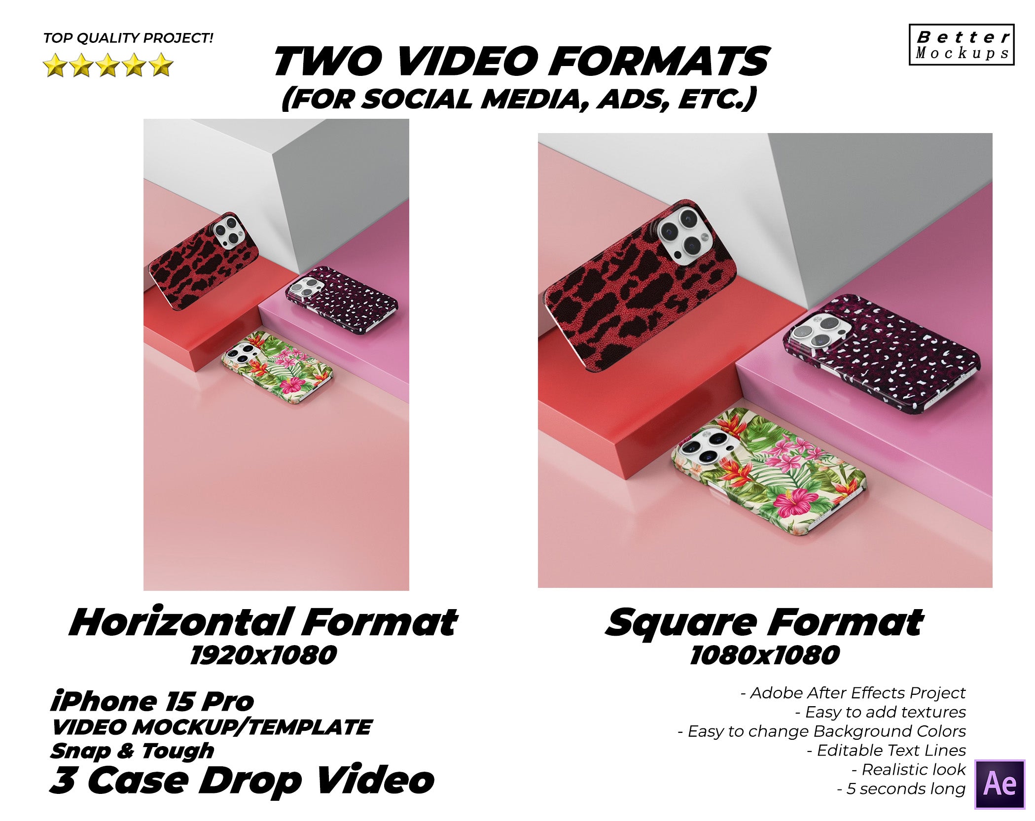 iPhone 15 Pro Tough Snap Three Phone Case Drop Video Mockup – Bettermockups