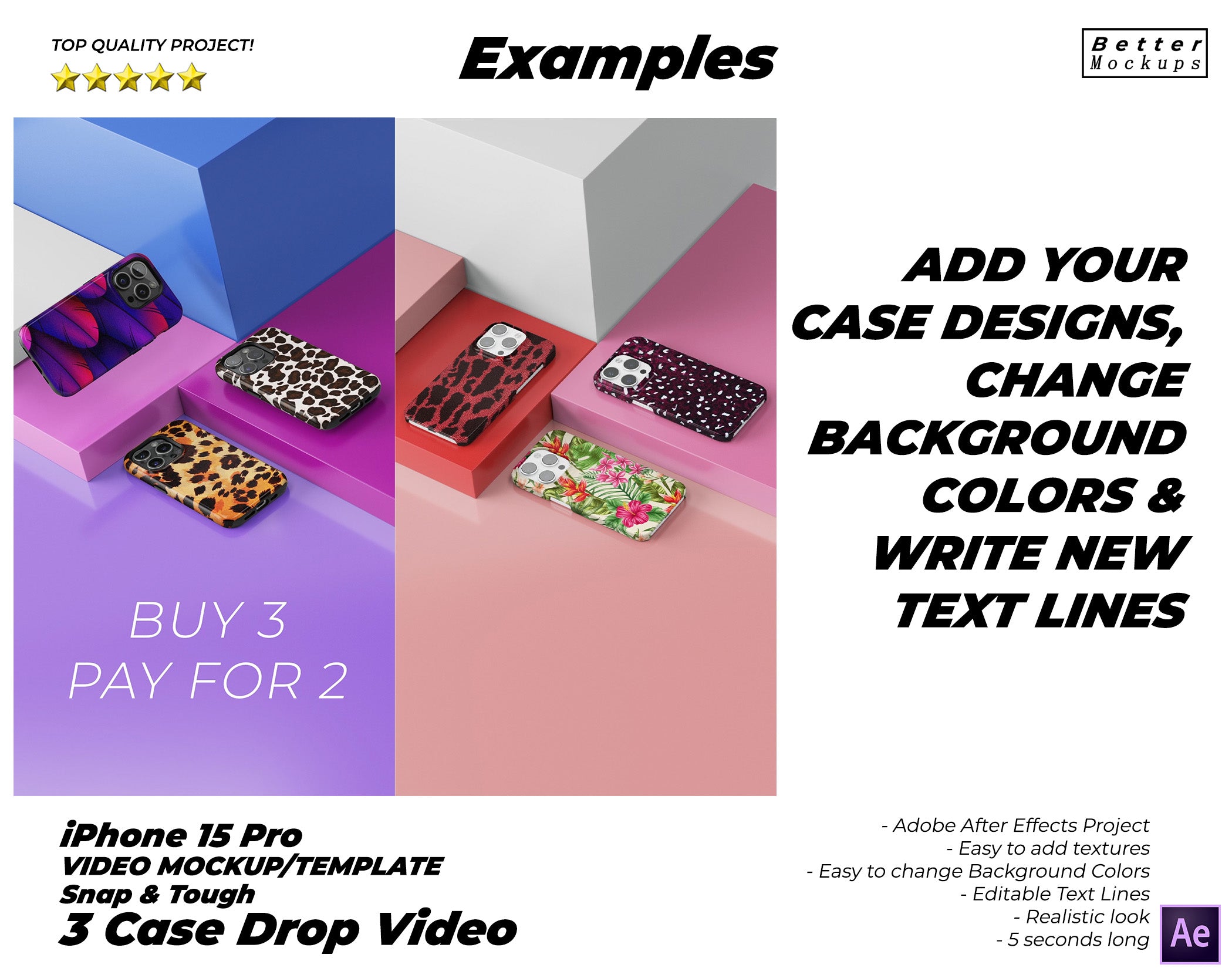 iPhone 15 Pro Tough Snap Three Phone Case Drop Video Mockup – Bettermockups
