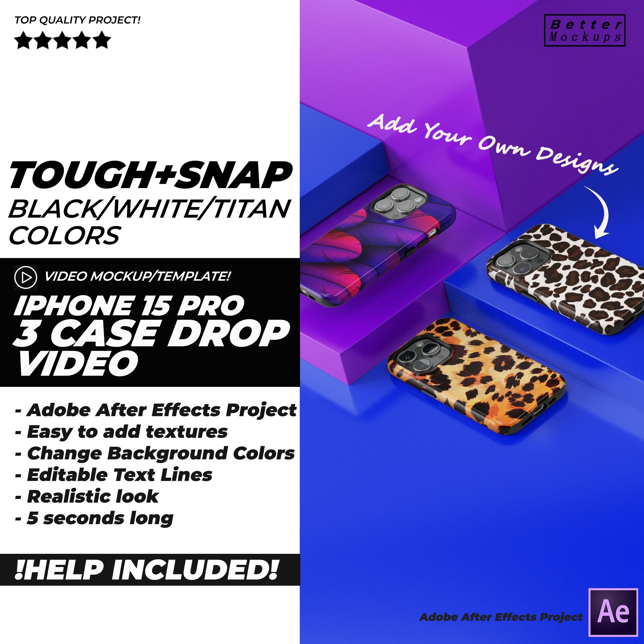 iPhone 15 Pro Tough Snap Three Phone Case Drop Video Mockup – Bettermockups