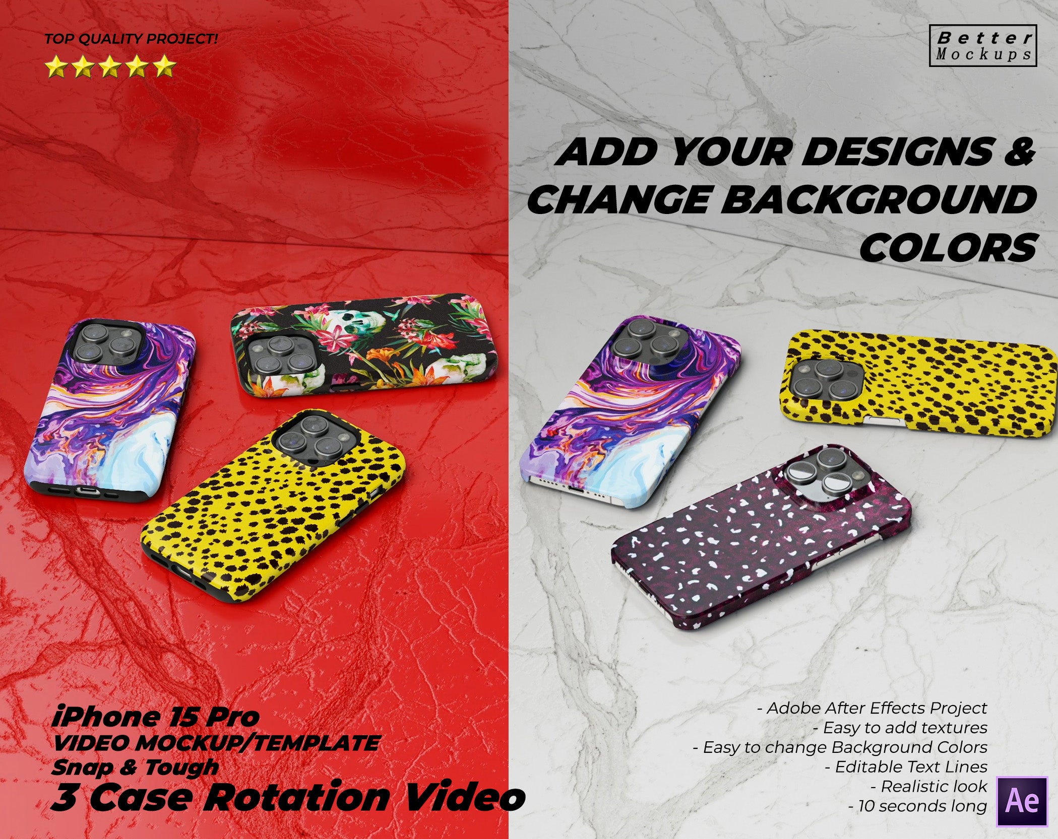 iPhone 15 Pro Tough Snap 3 Case Rotation Video Mockup – Bettermockups