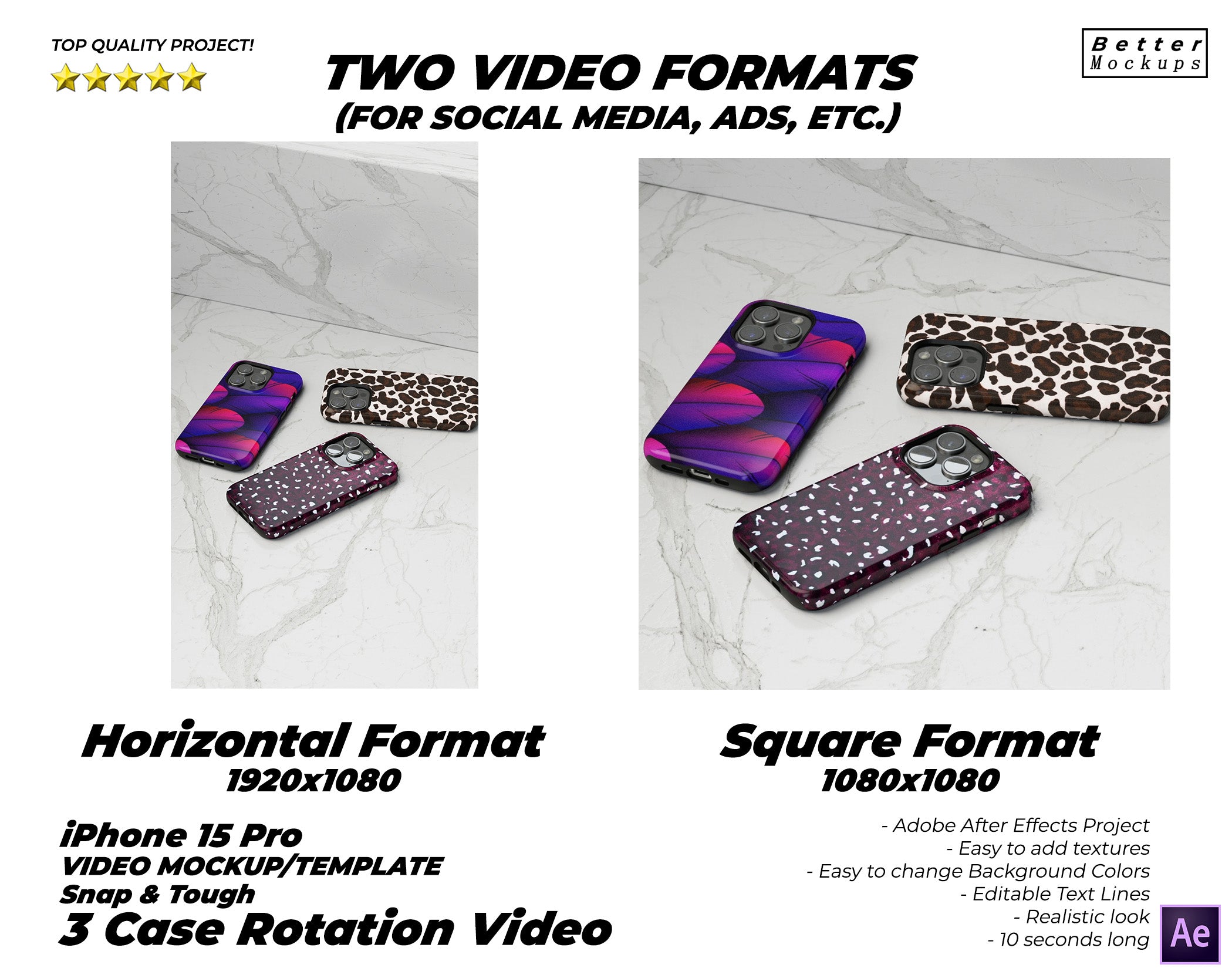 iPhone 15 Pro Tough Snap 3 Case Rotation Video Mockup – Bettermockups