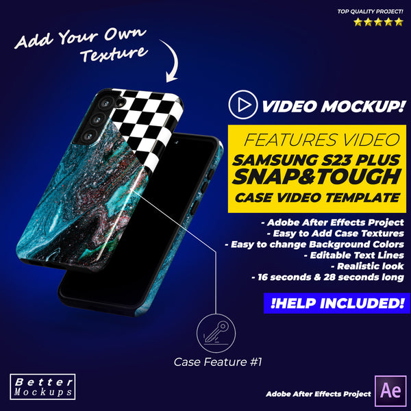 Samsung S23 Plus Tough Snap Case Features Video Mockup