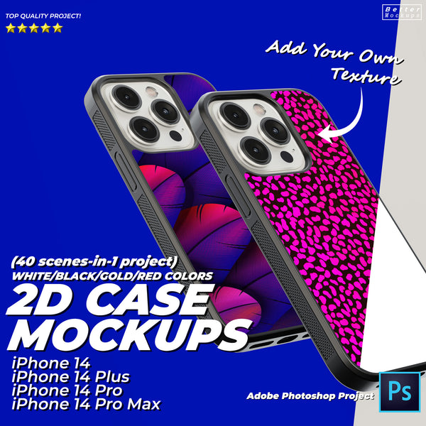 2D Phone Case Mockups for all iPhone 14/15 models