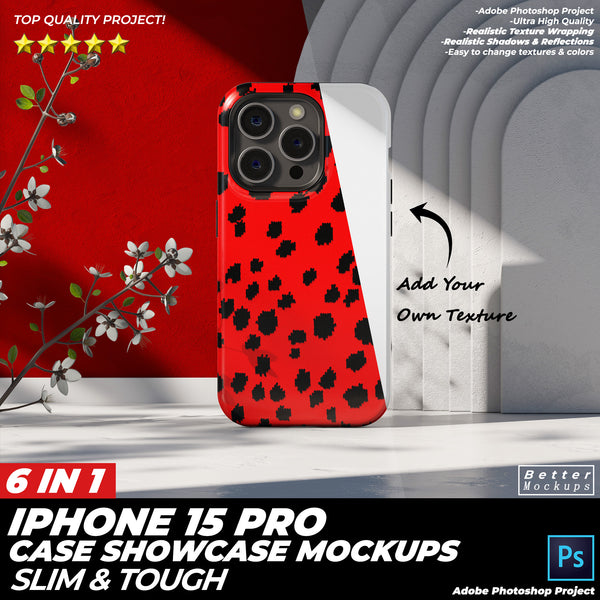 iPhone 15 Snap Tough Case Showcase Mockups