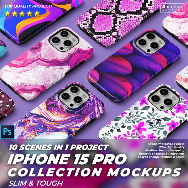 iPhone 15 Pro Snap Tough Case Collection Mockups