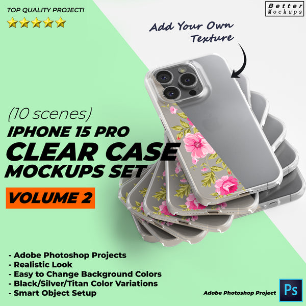 iPhone 15 Pro TPU Clear Case Mockup Vol2
