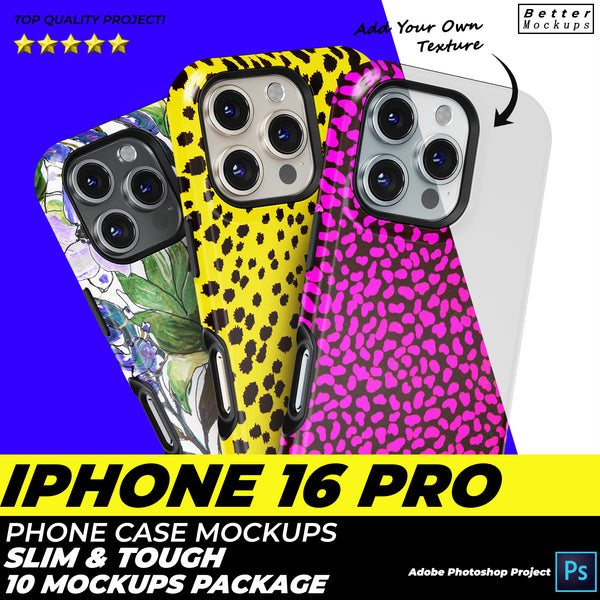 iPhone 16 Pro Phone Case Mockups 10 in 1