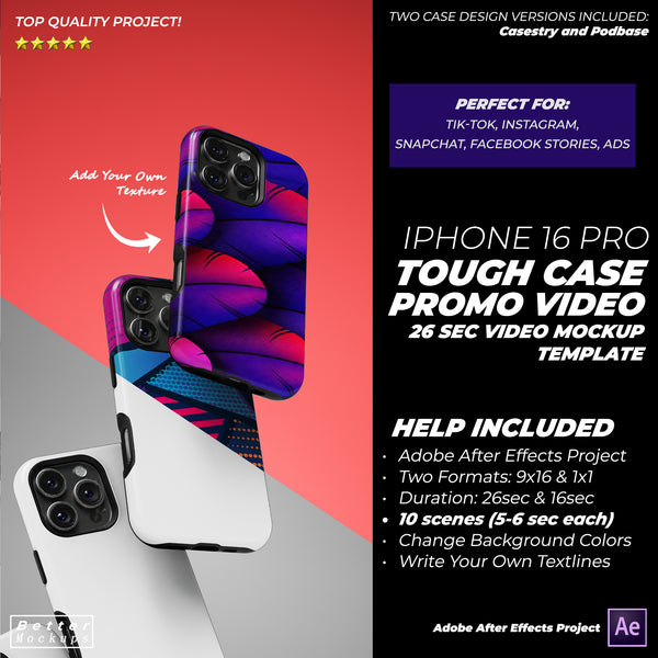 Huge iPhone 16 Pro Tough Phone Case Promotional Video Mockup Template